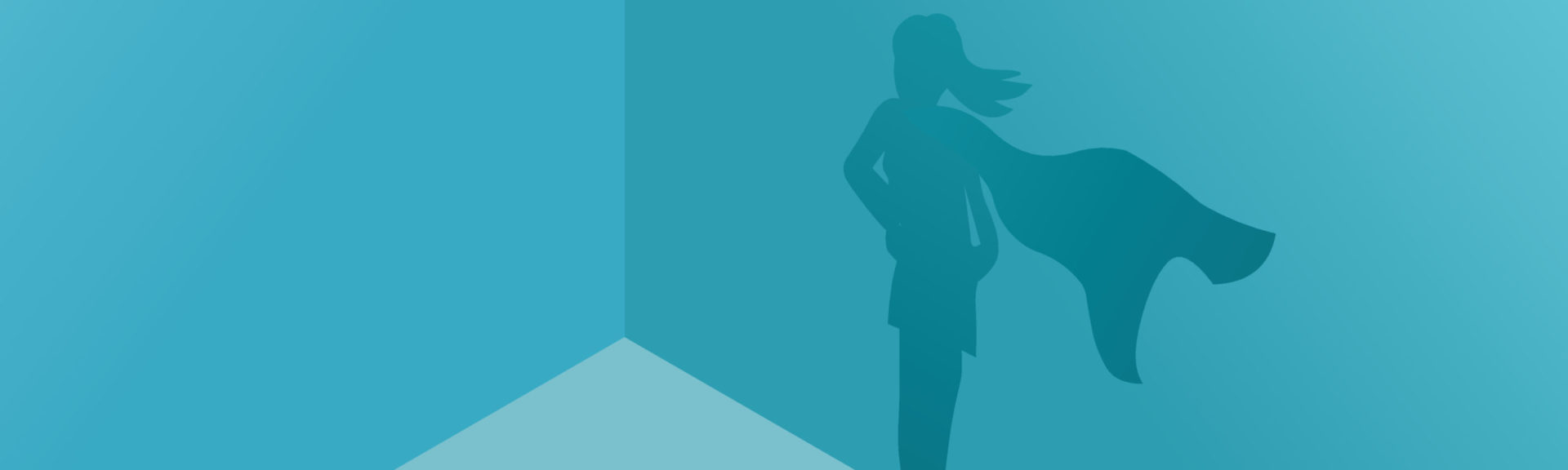 Businesswoman with superhero shadow vector concept. Isometric Eps10 vector illustration. Business symbol of emancipation ambition success motivation leadership courage and challenge.