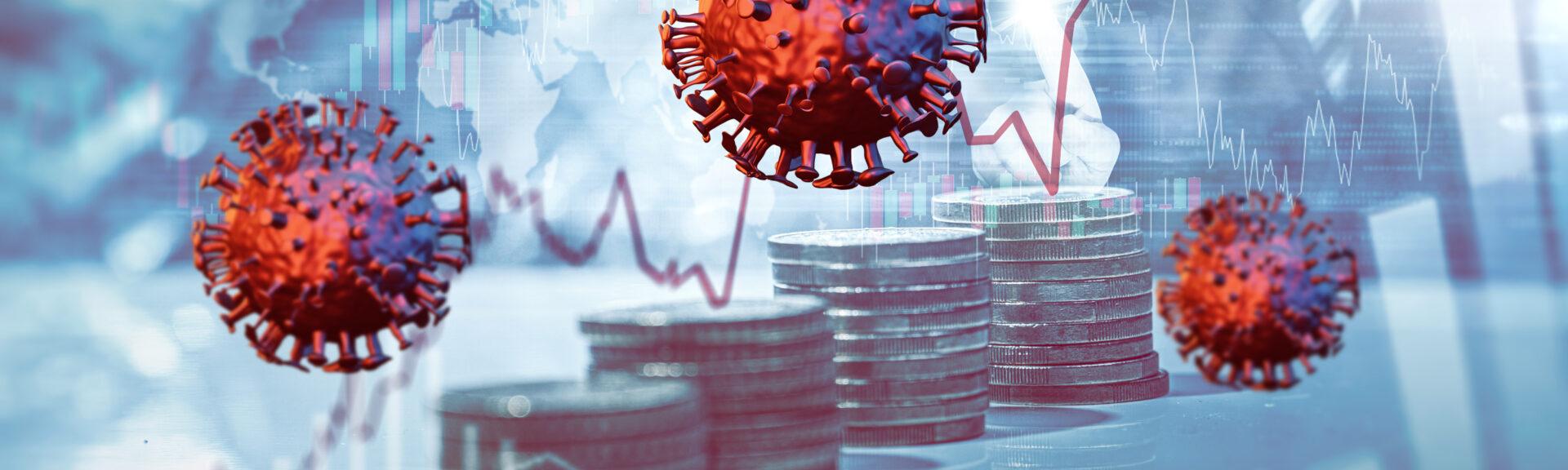 Coronavirus-Grafik mit wirtschaftlichem Hintergrund