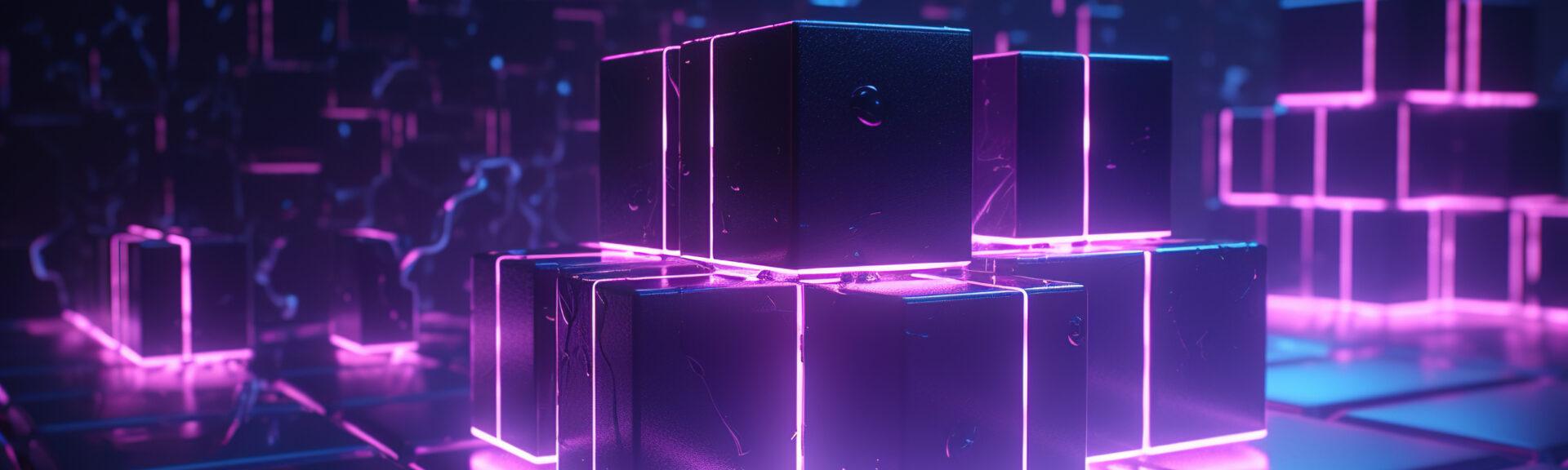 Dreiecke, Würfel, Ketten, Blockchain, Kryptowährung, minimaler