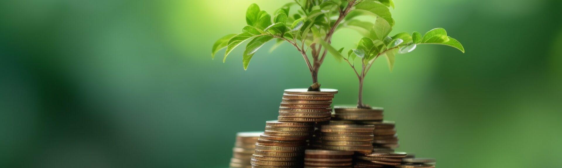 ESG concept of environmental, social, and governance.ESG small tree on stack coins idea for esg investment sustainable organizational development. account the environment