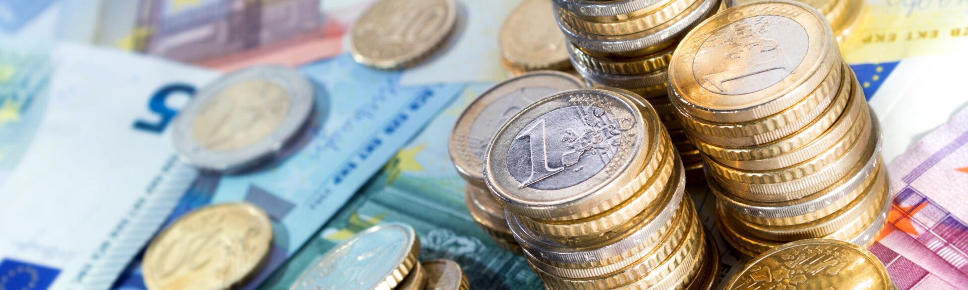 euro money stacks and bills