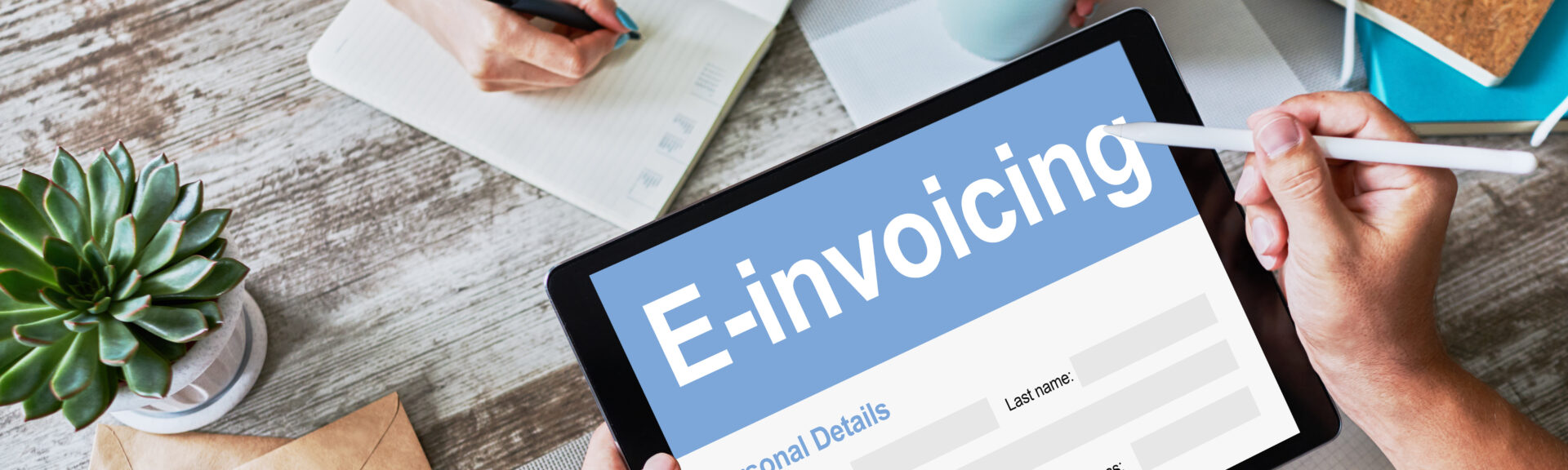 E-invoicing, Online banking and payment. Technology and business concept.