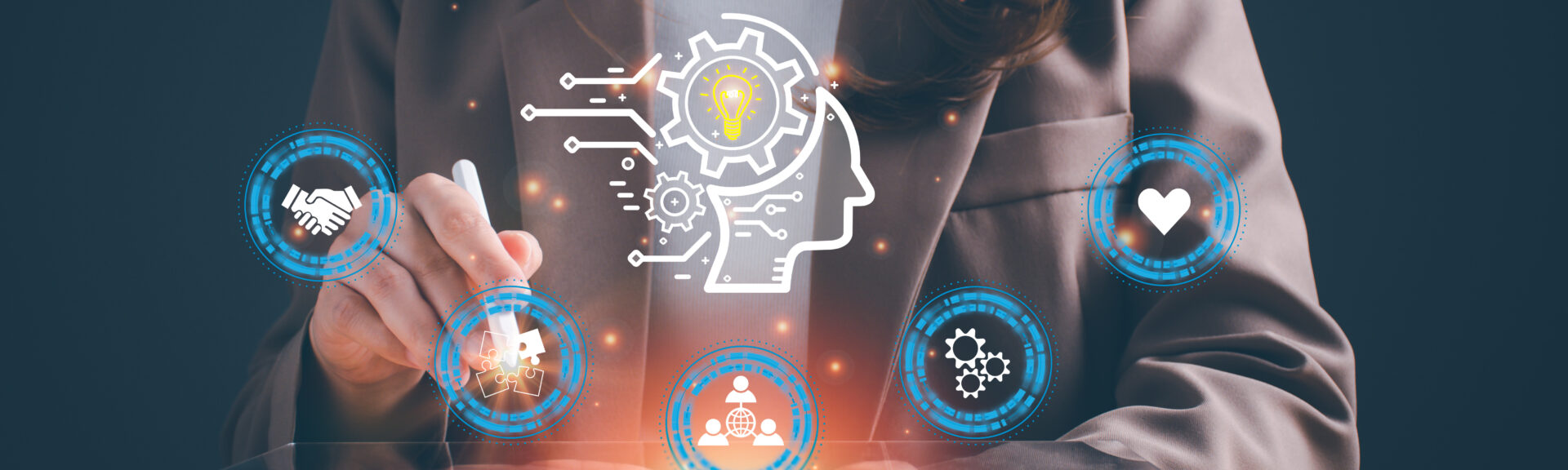 Power soft skills, multi skills responsibility HR human resources concept. personal attribute development, digital Personality, problem solving, adaptability, leadership, creativity, collaboration