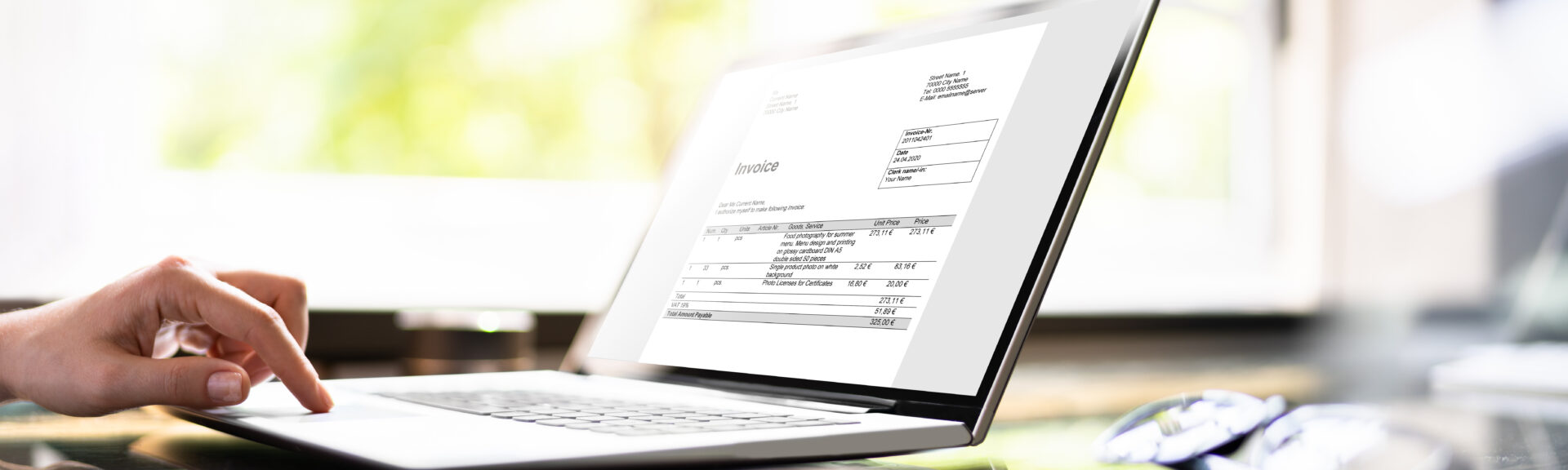 Accountant Calculating Electronic Invoice Or E Bill
