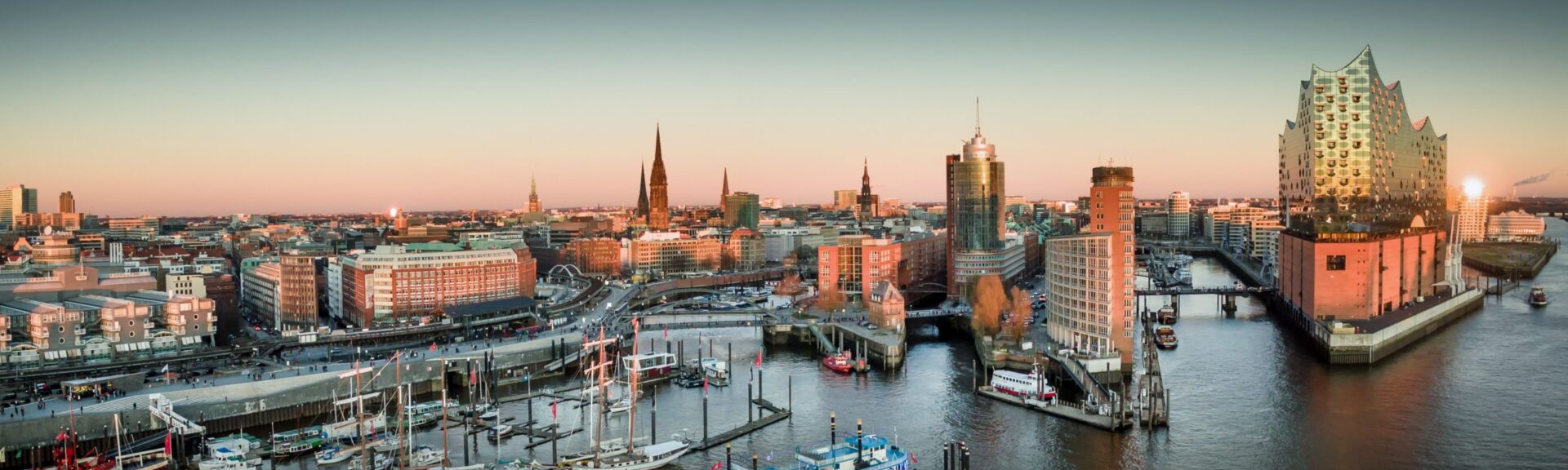 View of a beautiful city with a habor