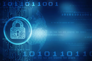 2d illustration Safety concept: Closed Padlock on digital background